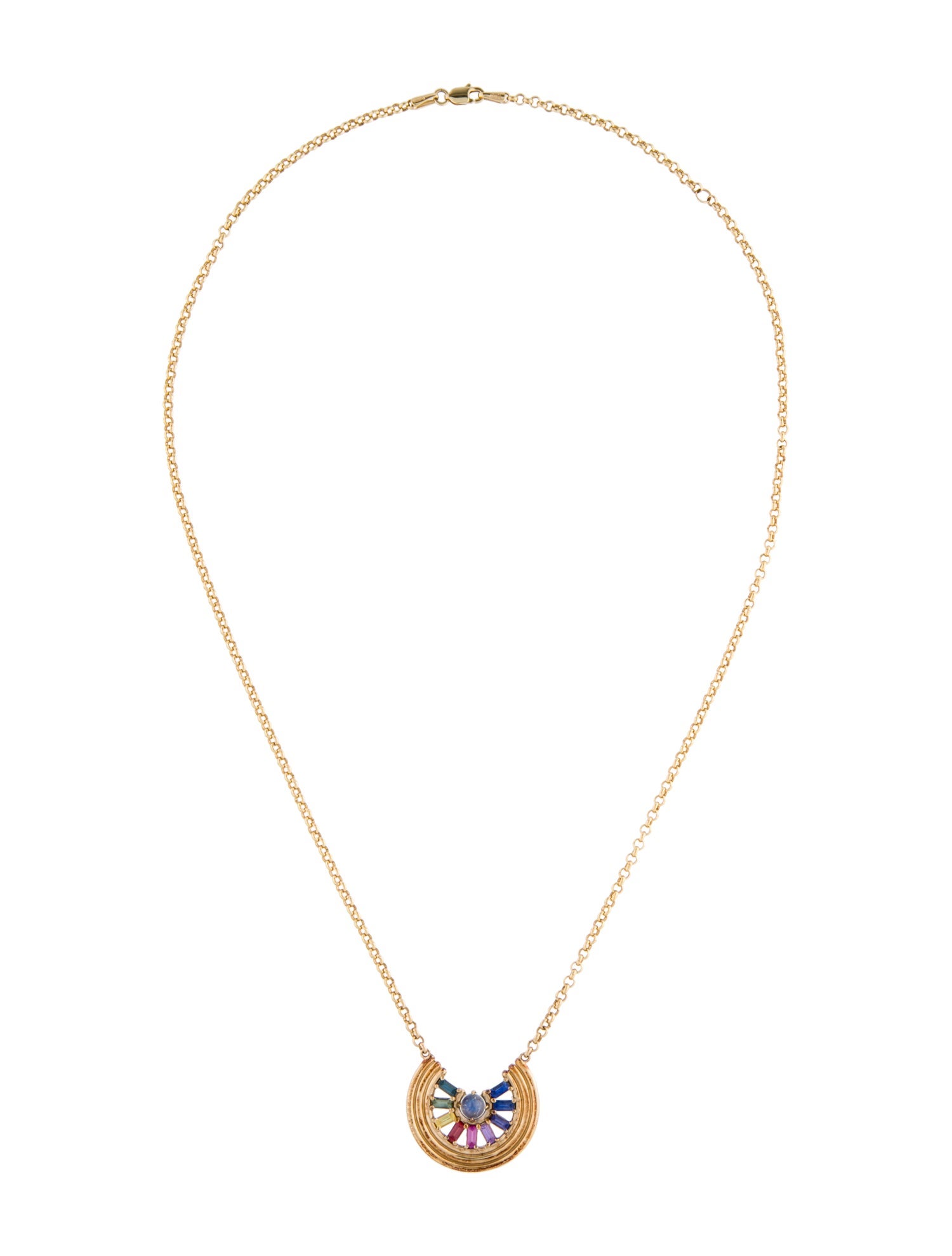 Necklace ParkFord 14K Sapphire & Moonstone Rainbow Revival Pendant Necklace